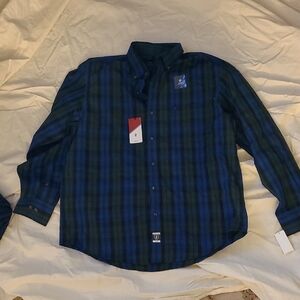 Classic Blue and Green Plaid Button-Down Shirt